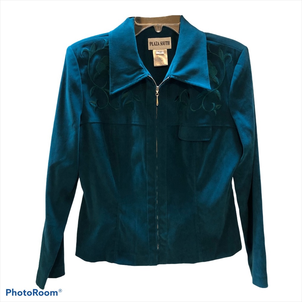 Plaza South Emerald Green Embroidered Blazer
